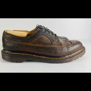 Vintage Dr. Martens Doc Brogue Wingtips Platform Shoes Brown Leather Men's 11